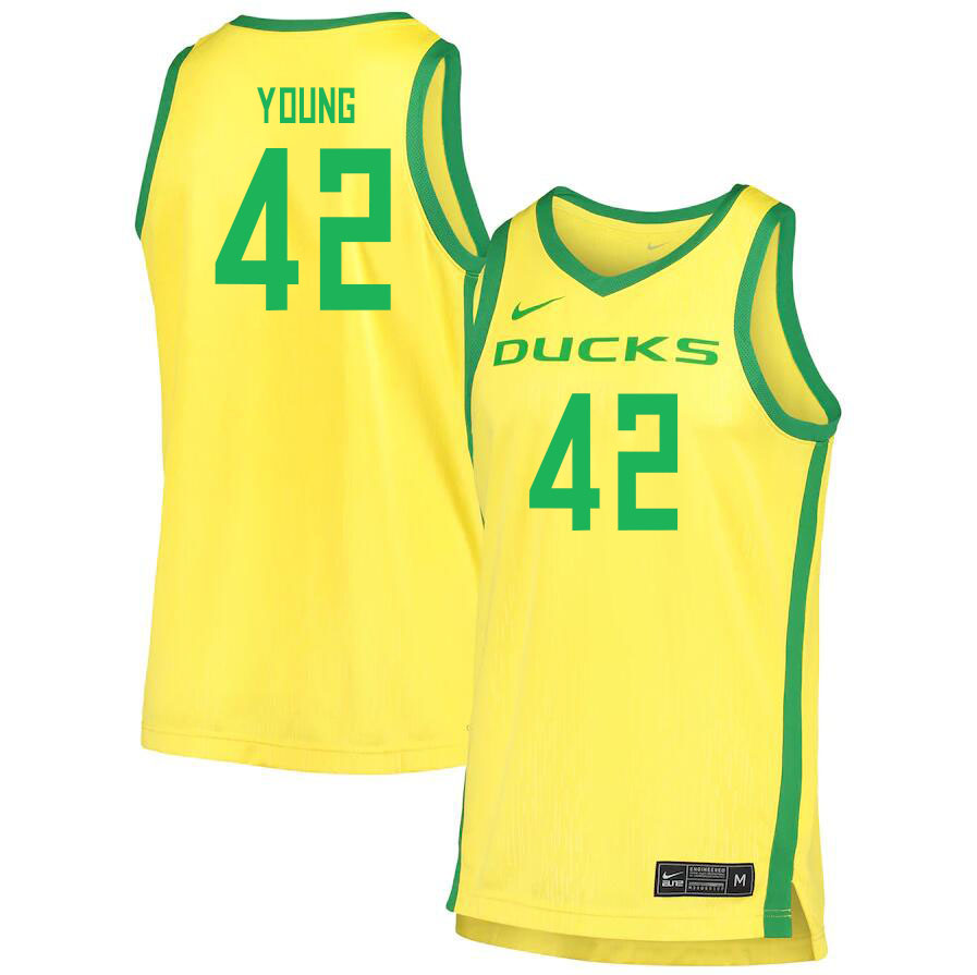Men #42 Jacob Young Oregon Ducks College Basketball Jerseys Sale-Yellow